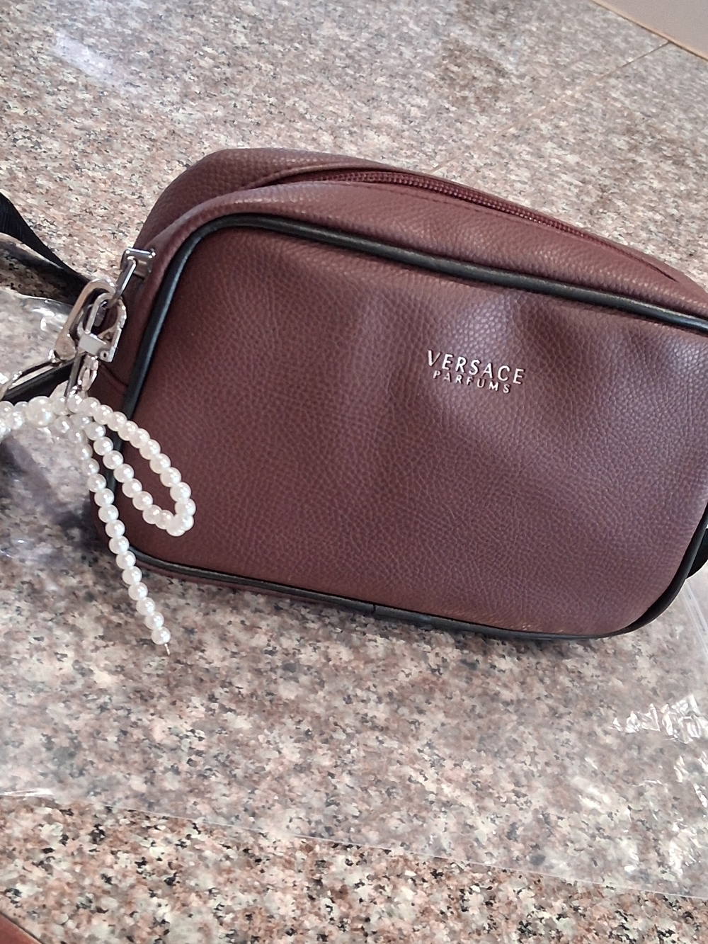VERSACE perfums GWP  Brown Crossbody Bag.Brand New.Comes With Charm.